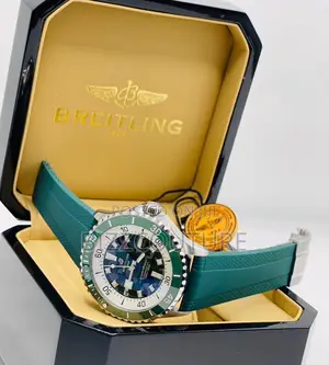 Original Breitling 1884 Chronograph Green Rubber Strap Watch