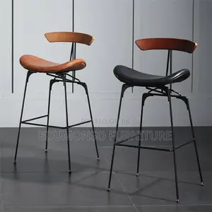 Pu Leather Bar Stool With Back Modern Industrial Counter