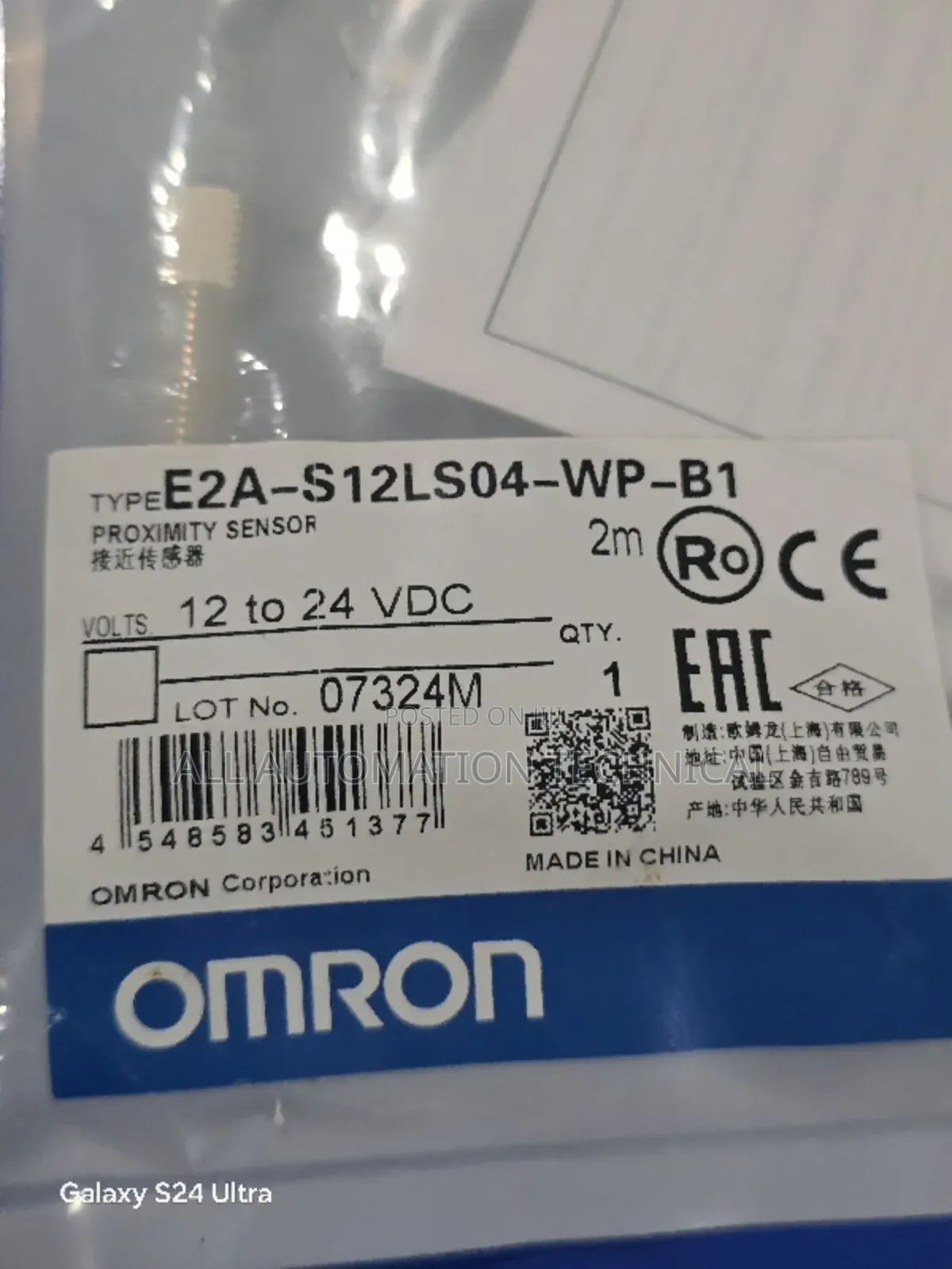 Omron Inductive Proximity Sensor | E2a-S12ls04-Wp-B1 2M