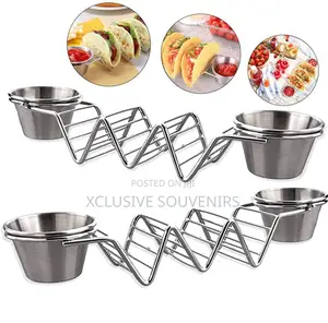 Premium Stainless Steel Taco Tray With 2 Salad Cups