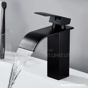 Waterfall Wash Basin Faucet Black Hot and Cold Water Tap