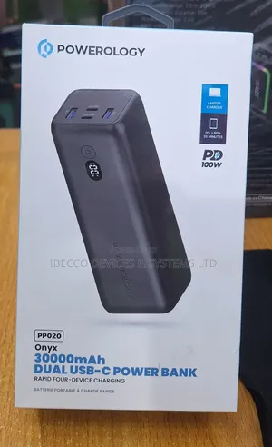 Powerology Onyx 30000mah 100w Laptop Power Bank