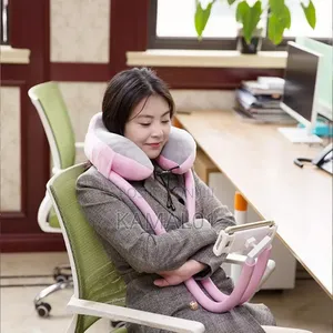 2-in-1 U-Shaped Pillow With Gooseneck Phone Holder