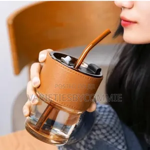 500ml Slub Glass With Straw