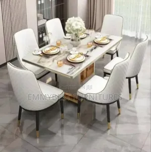 Brand New Standard Quality Marble Top Dinning Set, 6 Seaters