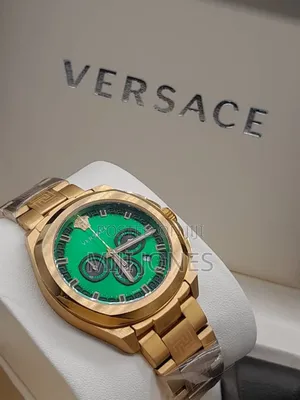 Versace Rose Gold Chain Green Dial Chrono Watch