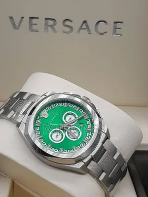Versace SILVER Chain Green Dial Chrono Watch