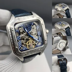 Automatic Cartier Santos De Large Model Deep Blue Strap
