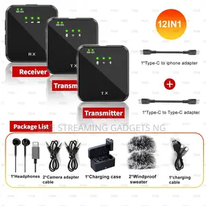 Sx63 2n1 Lapel Mic for Camera/iPhone/Type C Charging Box