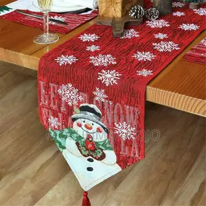 Christmas Snowman Embroidery Table Runner Home Decoration