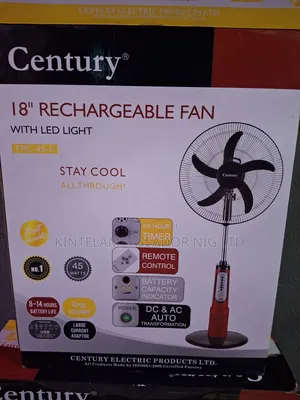 18" Century Rechargeable Fan With Led Light