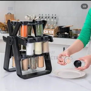 18 PCS 360° Rotating Seasoning Spice Jar With Storage Rack