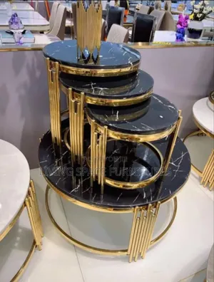 Marble Top Center Table With 3 Side Stools