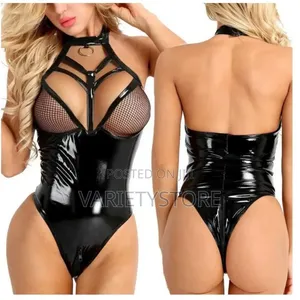 Leather Mesh Zipper Erotic Sensual Lingerie