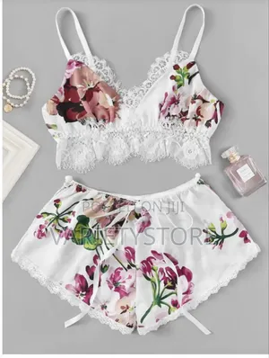 Sexy Printed Lace Elastic Pajamas Two Piece Set