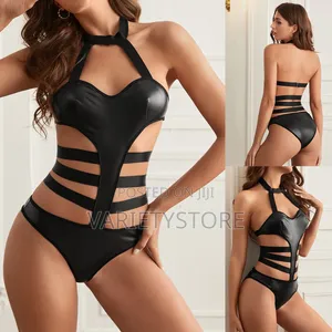 Leather Erotic Lingerie Bodysuit