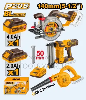 3pcs Cordless 20v Blower,Circular Saw,Brad Nailer 50mm