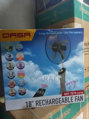 Gray Color QASA 18inch Rechargeable Fan With LED Light