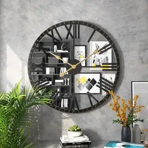 60cm Mirror Dialed Iron Framed Luxury Wall Clock