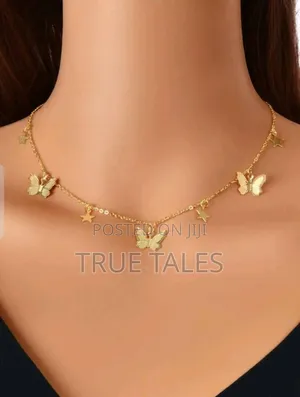 Ladies Multi Butterfly Necklace Set - Gold Silver Colours