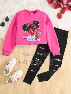 Long Sleeves Crop Top With Patterned Slacks Age 11 to 13