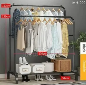 48kg Double Pole Heavy Duty Clothes Rack Metal Hanger