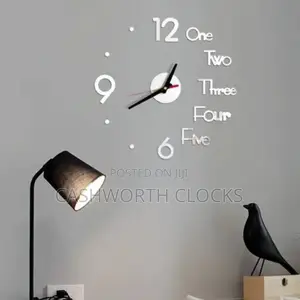 Siver Colour 3D DIY Sticker Luxury Wall Clock