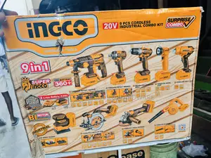 Ingco Industrial Cordless Combo Set - 20v - 9pcs