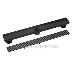 600mm Black Grill Bathroom Drain With 2" Down Outflow