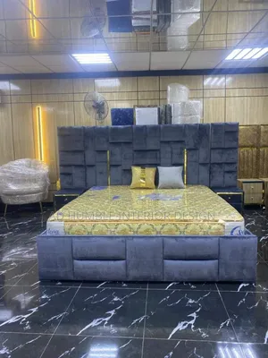 Gray Padded Bedframe.