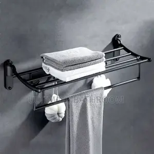 60cm High Quality Matt Black Multiple Towel Rack With Hooks