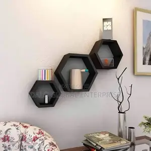 Hexagonal Decorative Floating Wall Shelf - 3pcs