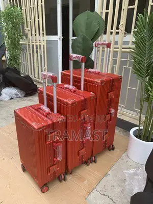 Red Color 3 Set Aluminum Travel Luggage