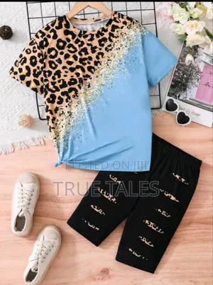 Unisex Boys Girls Skin/Blue Top Shorts Sets Ages 7 to 12