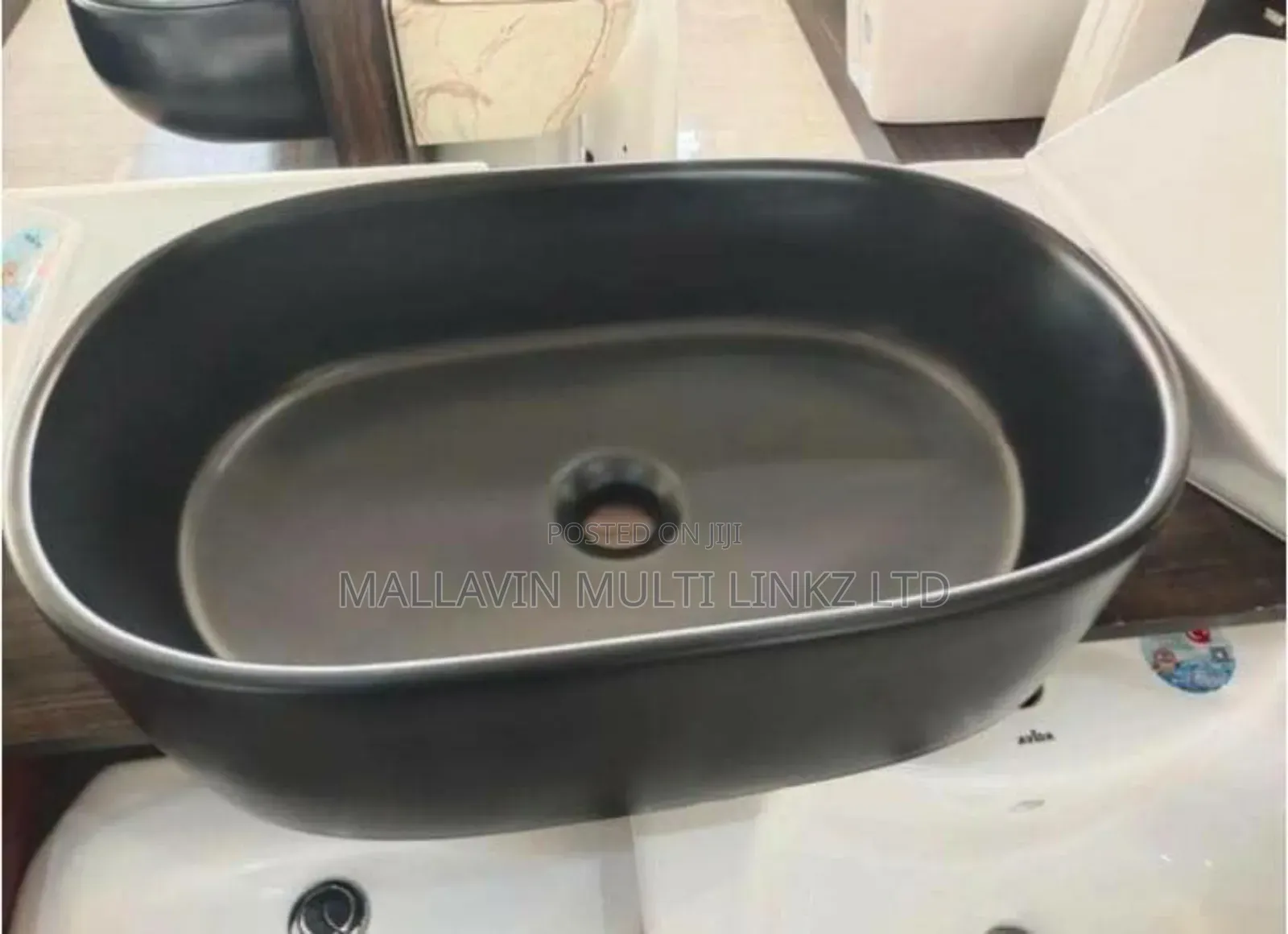 Black Rectangular Round Counter Basins