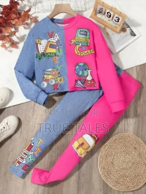 Girls Graphic Print Sweatshirt Contrast Print Leggings Set