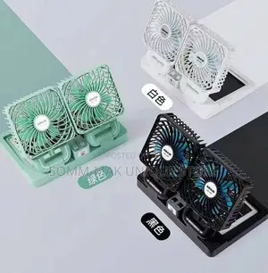 Double Head Solar Rechargeable Fan With Panel