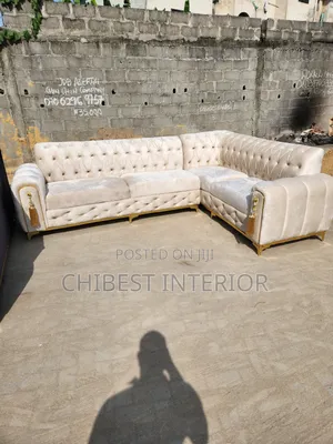 L-Shaped Upholstery Padded Couch