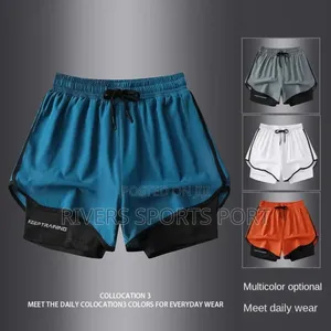 Unisex 2in1 Anti Glare Double Layered Sport Shorts Quick Dry