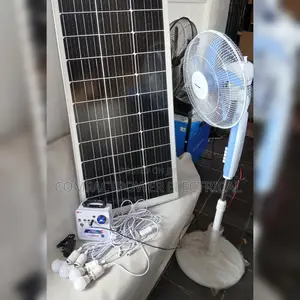 Complete Mini Lithium Solar System With Fan, 100watts Panel