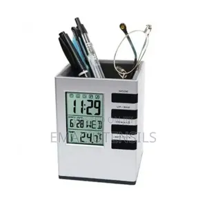 Digital Desktop Multi Functional Pen Holder With Time