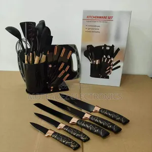 Marble Design Quality Silicone Spoons, Knives, Cutting Board