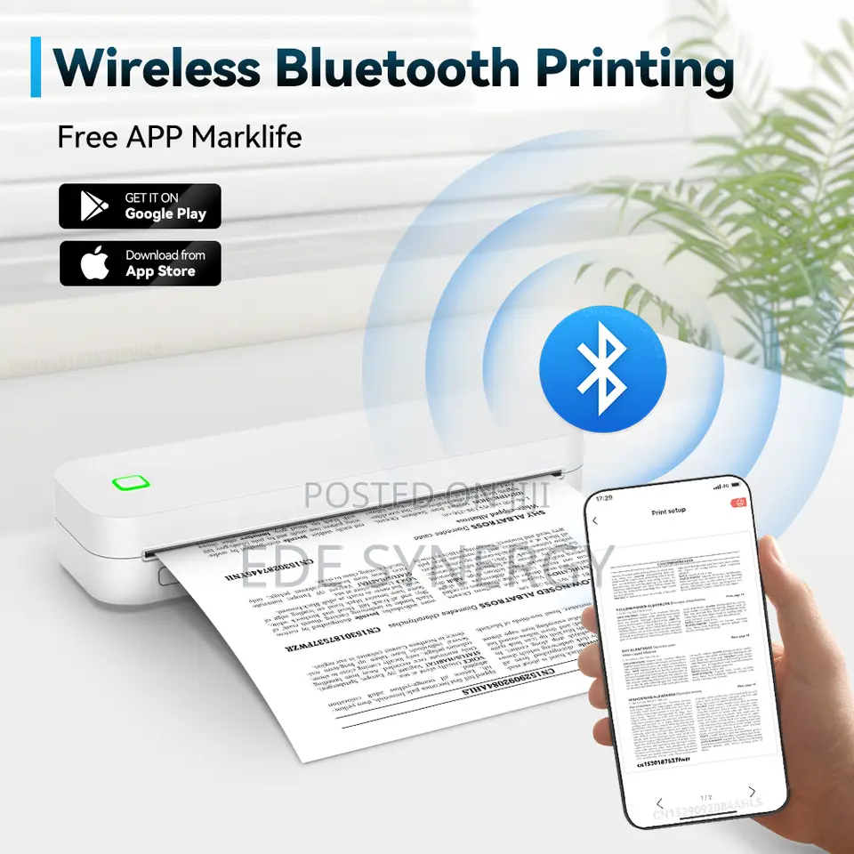 Wireless Mini A4 Thermal Printer, Connectable to Mobile Phon