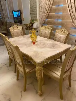 Golden Marble Dining Set With 6 Seats(Vision)