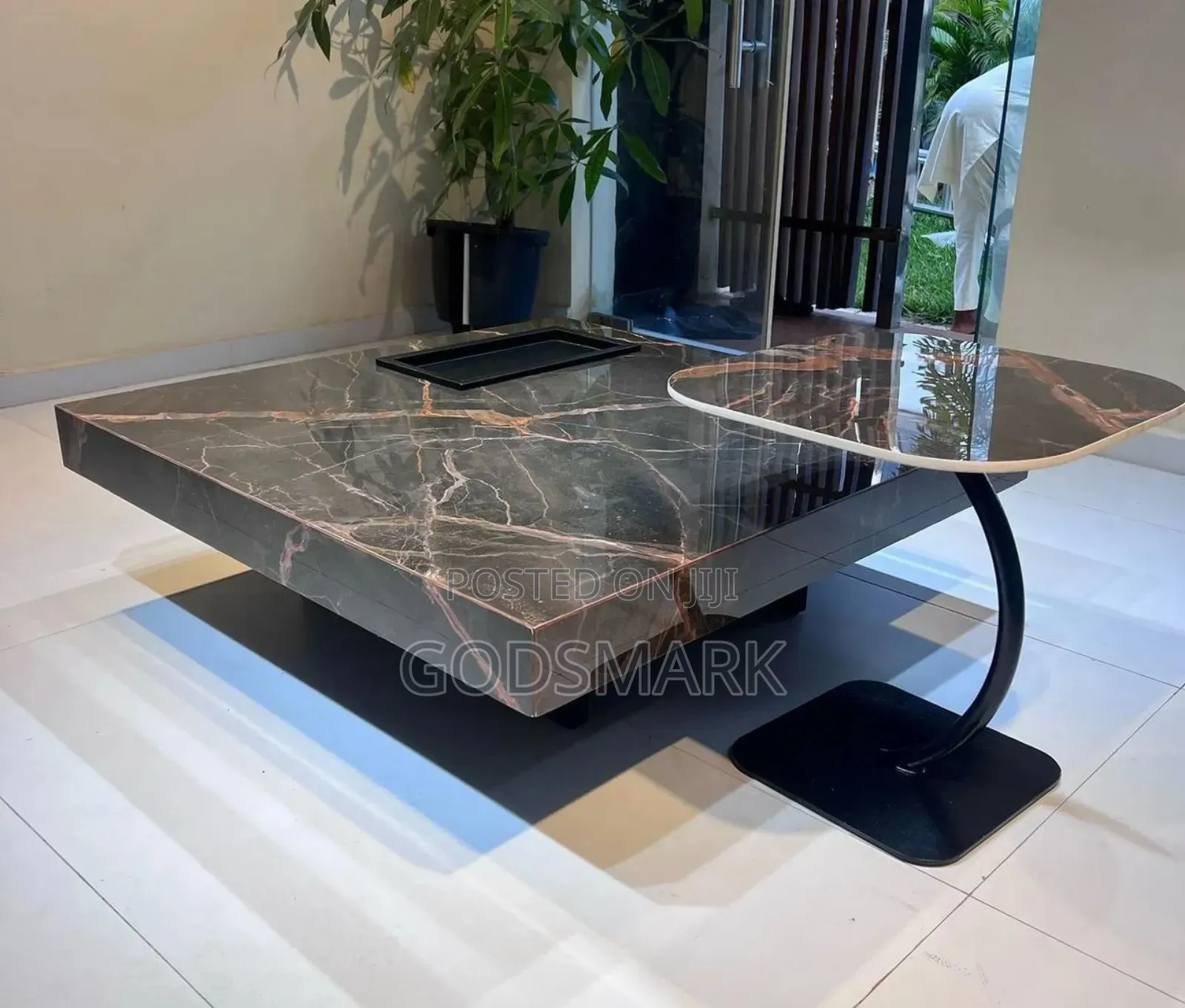 Marble Center Table and Stool.