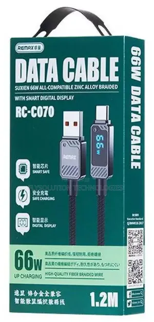 Remax RC-C070 Usb-C 1.2m Data Cable 66W