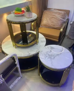 Marble Top Centre Table and 2 Side Stools
