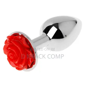 Metal Rose Shaped Anal Plug Stimulator-Red