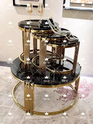 Round Marble Center Table and 3 Side Tables