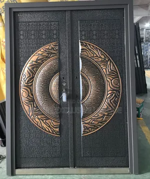 5ft Cast Copper Security Entrance Door Full Moon Design